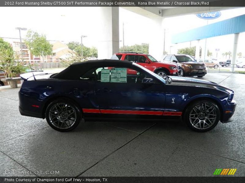 Kona Blue Metallic / Charcoal Black/Red 2012 Ford Mustang Shelby GT500 SVT Performance Package Convertible