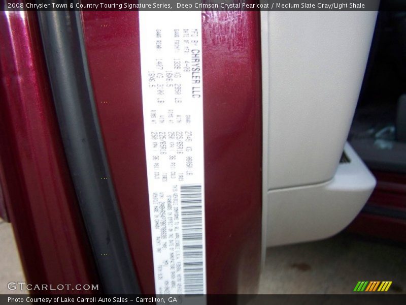 Deep Crimson Crystal Pearlcoat / Medium Slate Gray/Light Shale 2008 Chrysler Town & Country Touring Signature Series