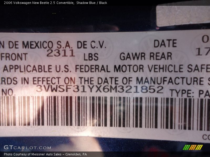 Shadow Blue / Black 2006 Volkswagen New Beetle 2.5 Convertible