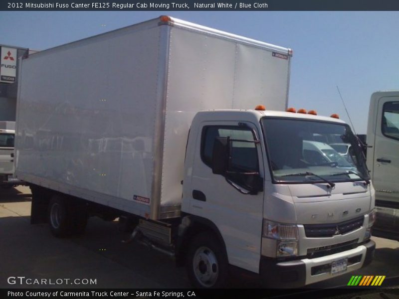Natural White / Blue Cloth 2012 Mitsubishi Fuso Canter FE125 Regular Cab Moving Truck