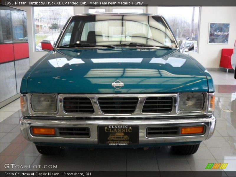 Vivid Teal Pearl Metallic / Gray 1995 Nissan Hardbody Truck XE Extended Cab