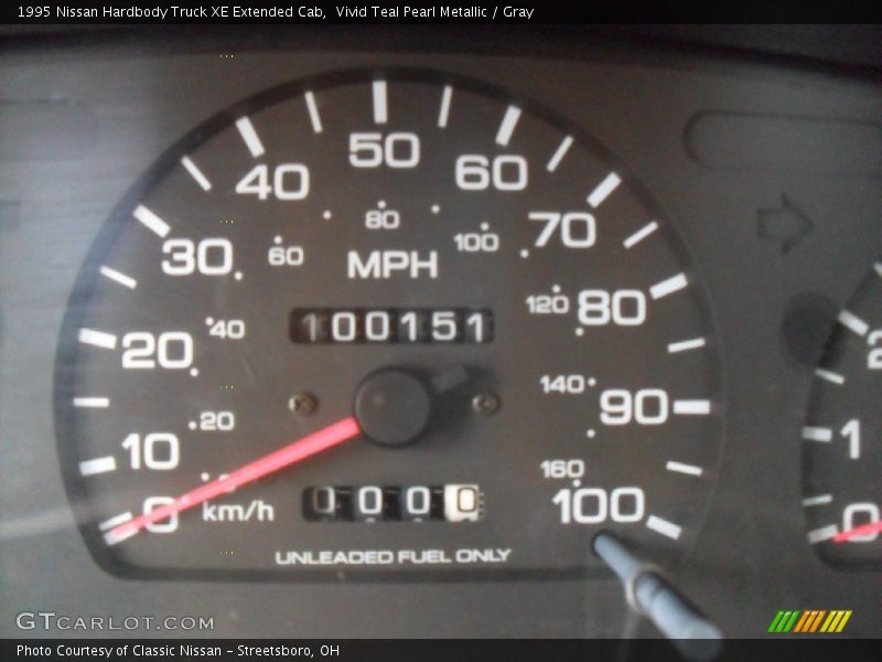 Vivid Teal Pearl Metallic / Gray 1995 Nissan Hardbody Truck XE Extended Cab