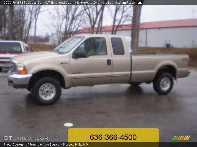 Harvest Gold Metallic / Medium Parchment 2000 Ford F250 Super Duty XLT Extended Cab 4x4