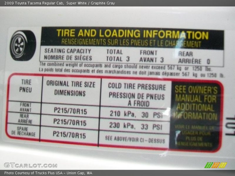 Super White / Graphite Gray 2009 Toyota Tacoma Regular Cab