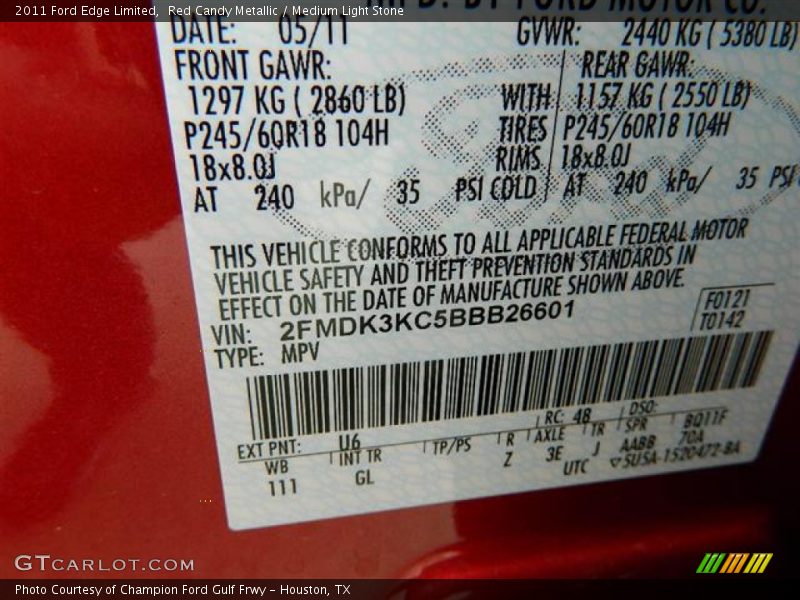 Red Candy Metallic / Medium Light Stone 2011 Ford Edge Limited