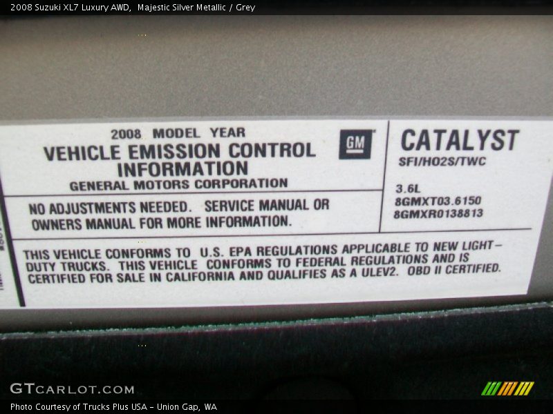 Majestic Silver Metallic / Grey 2008 Suzuki XL7 Luxury AWD