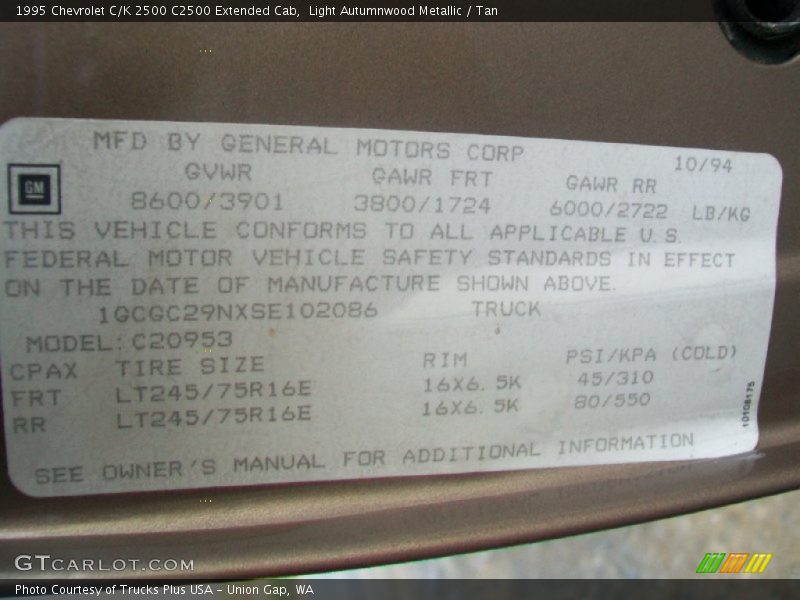 Light Autumnwood Metallic / Tan 1995 Chevrolet C/K 2500 C2500 Extended Cab