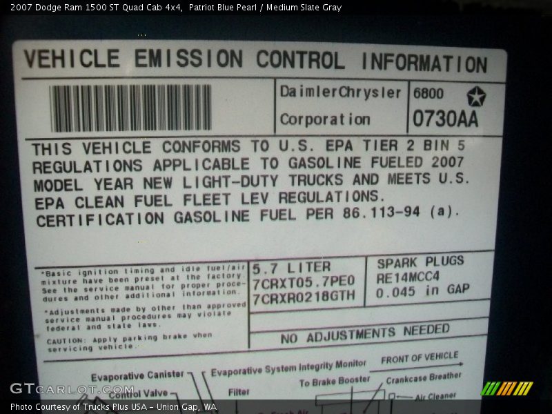 Patriot Blue Pearl / Medium Slate Gray 2007 Dodge Ram 1500 ST Quad Cab 4x4