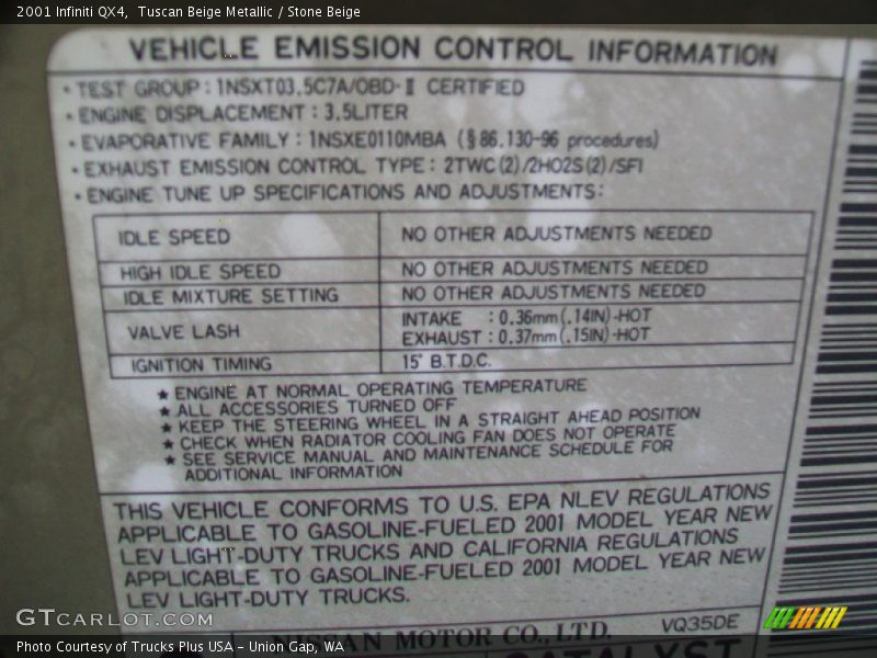 Tuscan Beige Metallic / Stone Beige 2001 Infiniti QX4