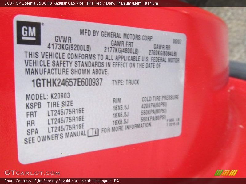 Fire Red / Dark Titanium/Light Titanium 2007 GMC Sierra 2500HD Regular Cab 4x4