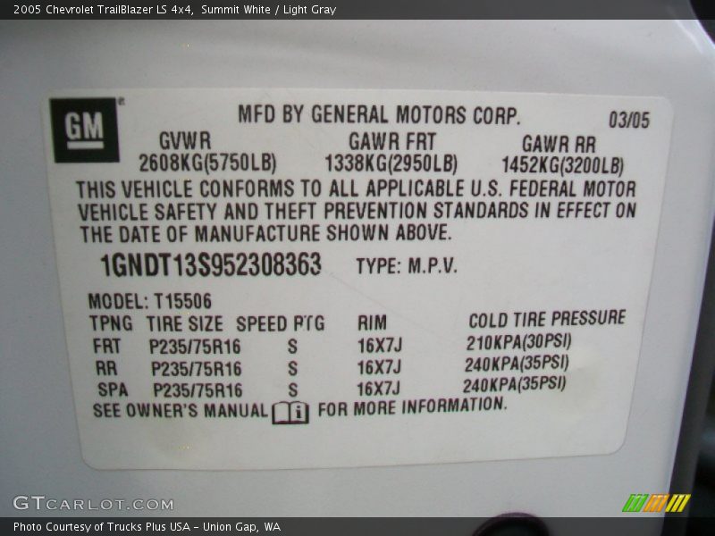 Summit White / Light Gray 2005 Chevrolet TrailBlazer LS 4x4