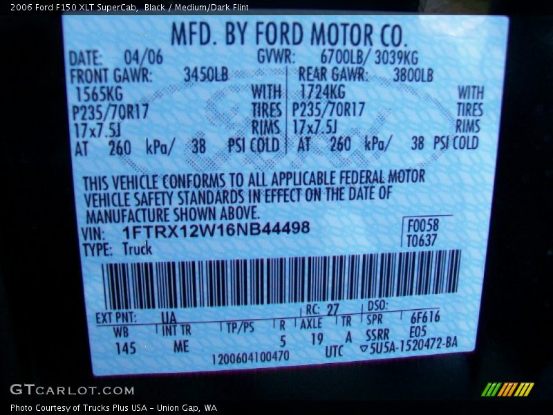 Black / Medium/Dark Flint 2006 Ford F150 XLT SuperCab