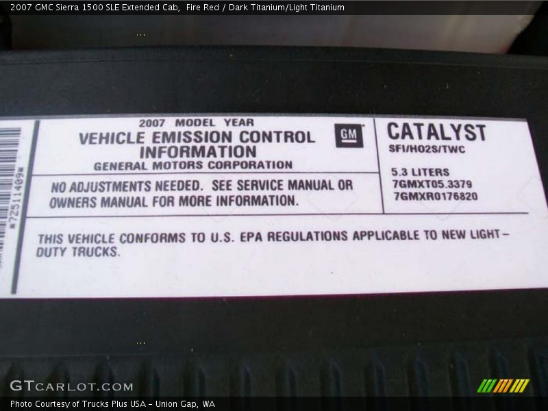 Fire Red / Dark Titanium/Light Titanium 2007 GMC Sierra 1500 SLE Extended Cab