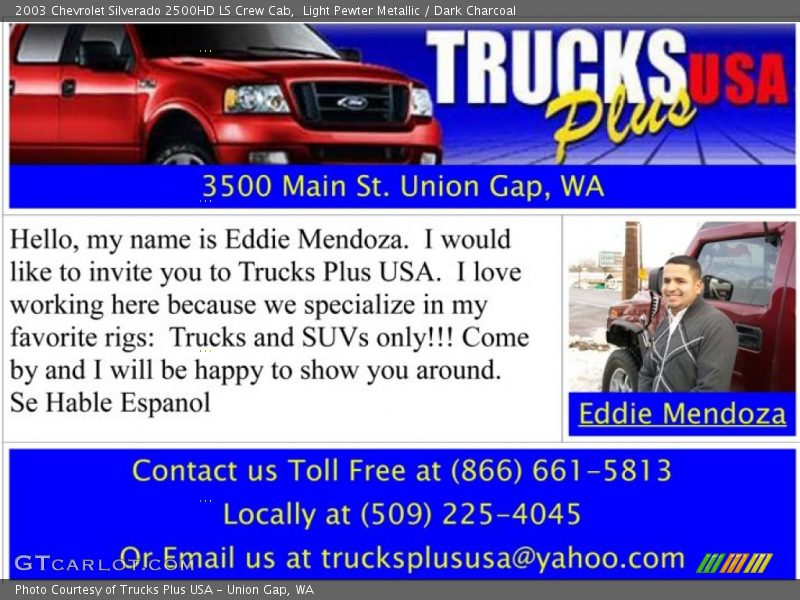 Light Pewter Metallic / Dark Charcoal 2003 Chevrolet Silverado 2500HD LS Crew Cab