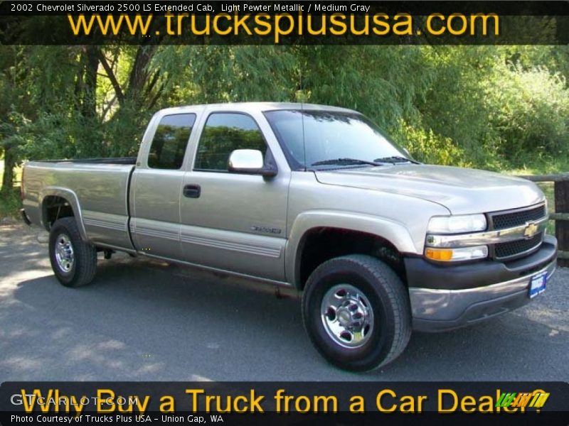 Light Pewter Metallic / Medium Gray 2002 Chevrolet Silverado 2500 LS Extended Cab