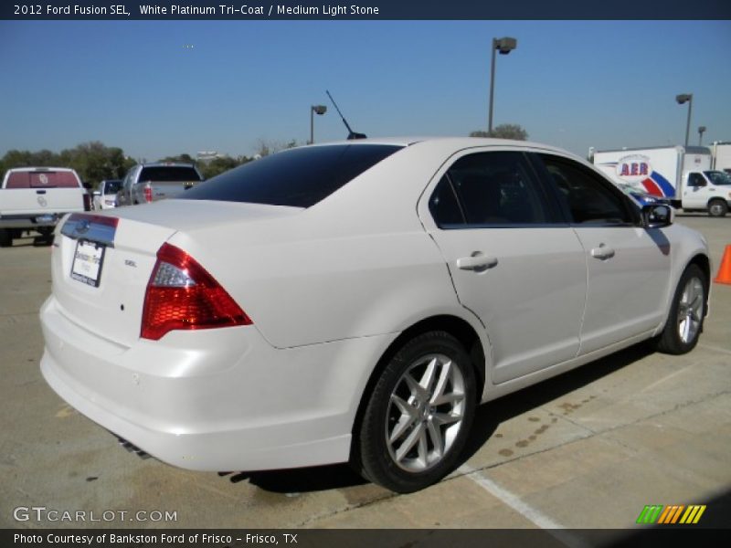 White Platinum Tri-Coat / Medium Light Stone 2012 Ford Fusion SEL