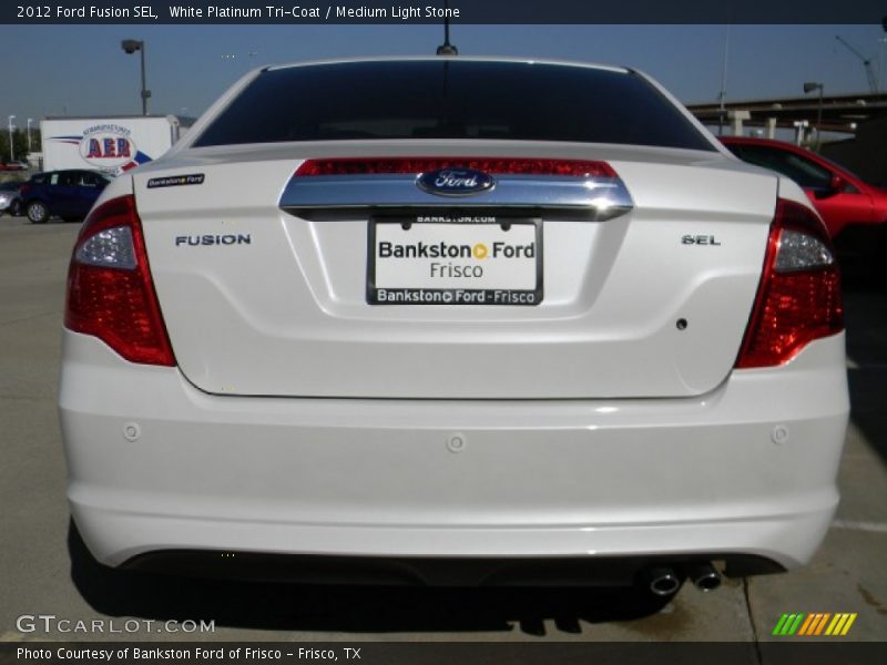 White Platinum Tri-Coat / Medium Light Stone 2012 Ford Fusion SEL
