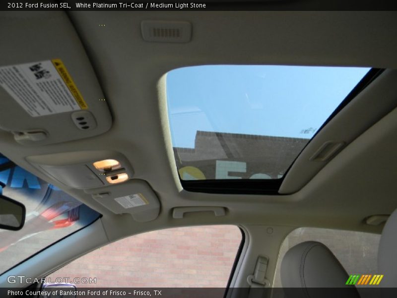 White Platinum Tri-Coat / Medium Light Stone 2012 Ford Fusion SEL