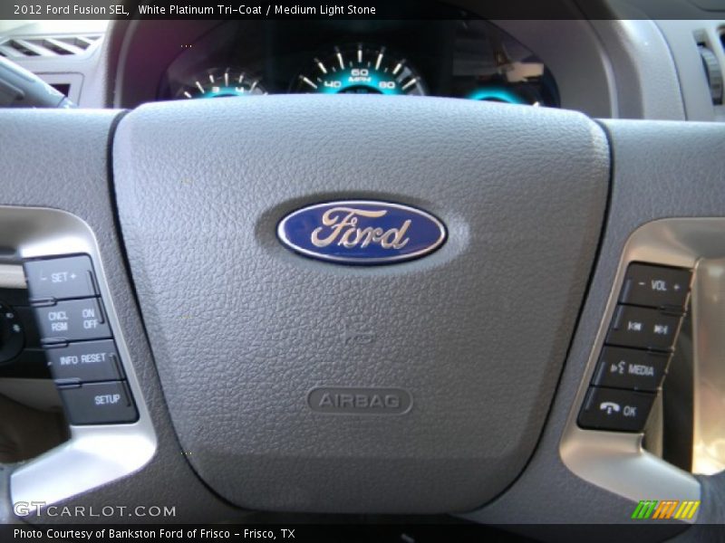 White Platinum Tri-Coat / Medium Light Stone 2012 Ford Fusion SEL