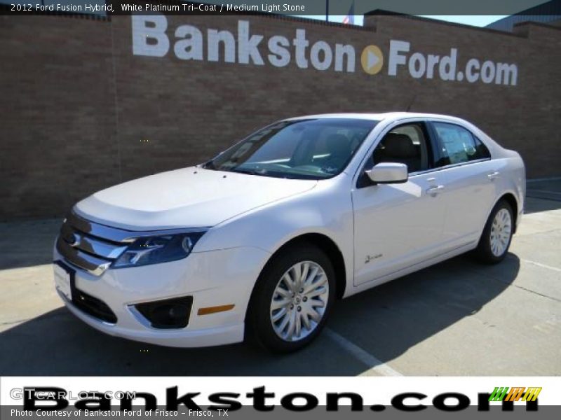 White Platinum Tri-Coat / Medium Light Stone 2012 Ford Fusion Hybrid