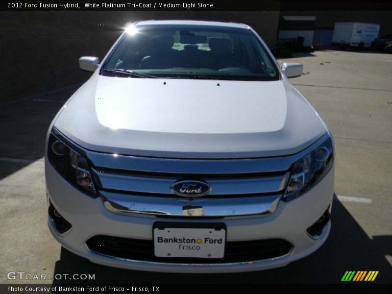 White Platinum Tri-Coat / Medium Light Stone 2012 Ford Fusion Hybrid