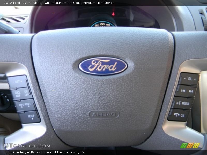 White Platinum Tri-Coat / Medium Light Stone 2012 Ford Fusion Hybrid