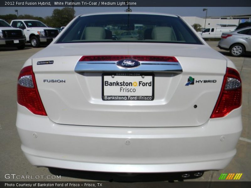 White Platinum Tri-Coat / Medium Light Stone 2012 Ford Fusion Hybrid