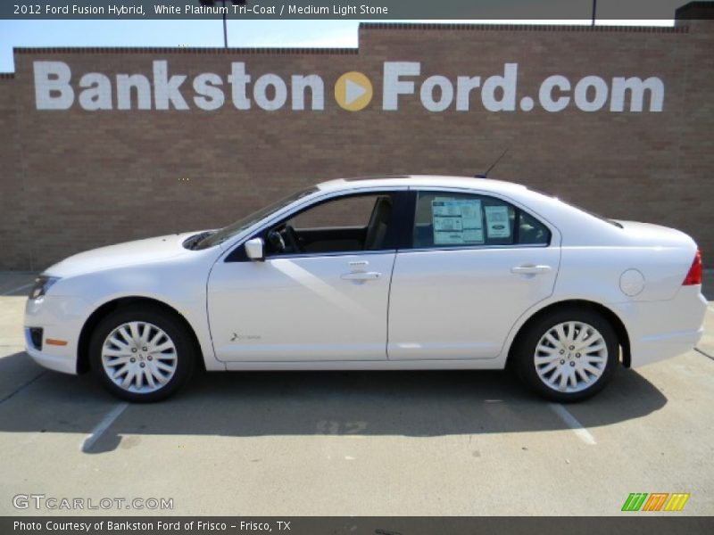 White Platinum Tri-Coat / Medium Light Stone 2012 Ford Fusion Hybrid