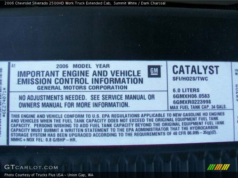Summit White / Dark Charcoal 2006 Chevrolet Silverado 2500HD Work Truck Extended Cab