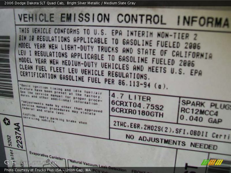 Bright Silver Metallic / Medium Slate Gray 2006 Dodge Dakota SLT Quad Cab