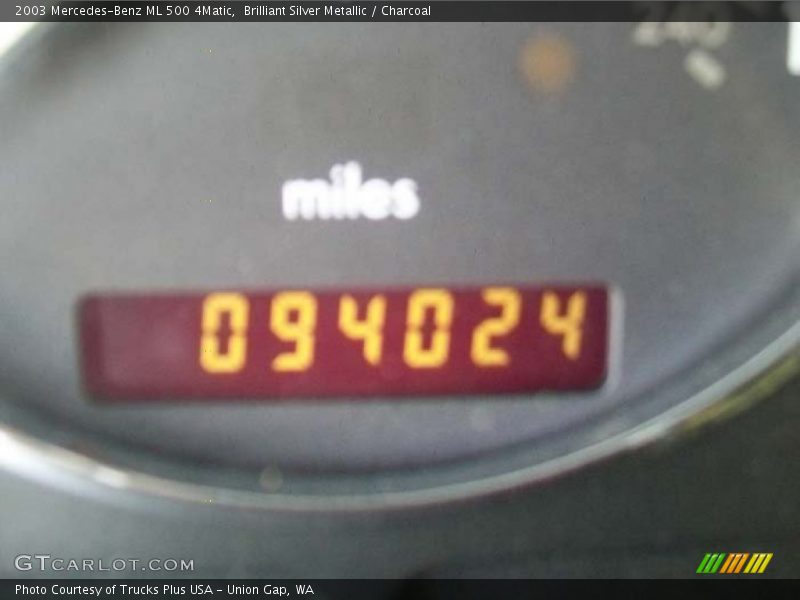 Brilliant Silver Metallic / Charcoal 2003 Mercedes-Benz ML 500 4Matic