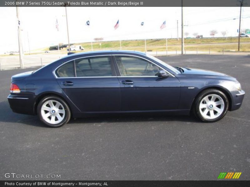 Toledo Blue Metallic / Dark Beige/Beige III 2006 BMW 7 Series 750Li Sedan