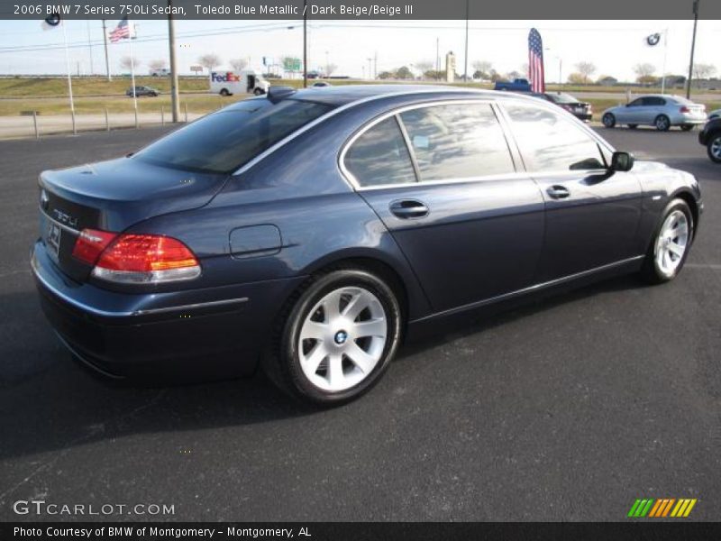 Toledo Blue Metallic / Dark Beige/Beige III 2006 BMW 7 Series 750Li Sedan