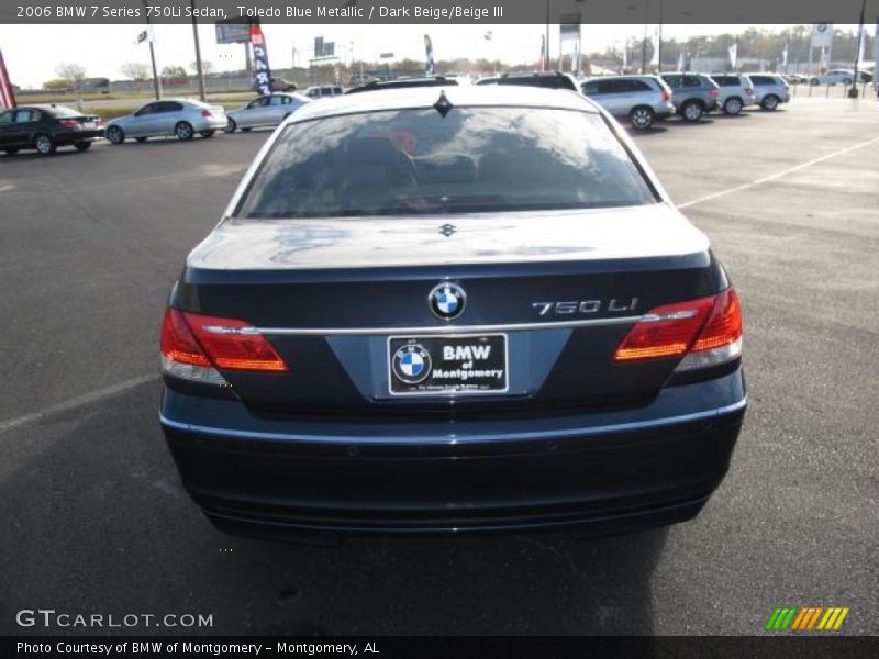 Toledo Blue Metallic / Dark Beige/Beige III 2006 BMW 7 Series 750Li Sedan