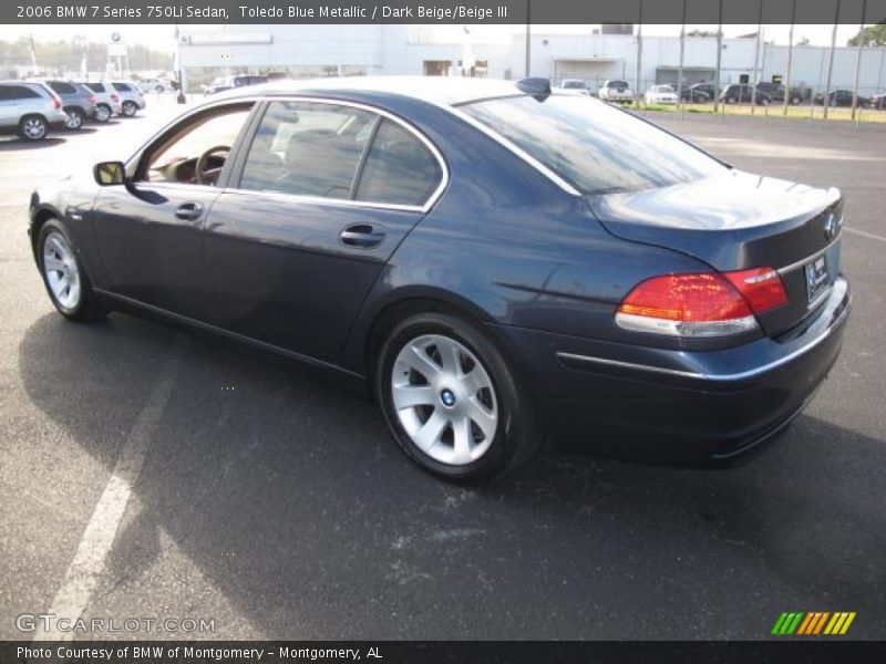 Toledo Blue Metallic / Dark Beige/Beige III 2006 BMW 7 Series 750Li Sedan