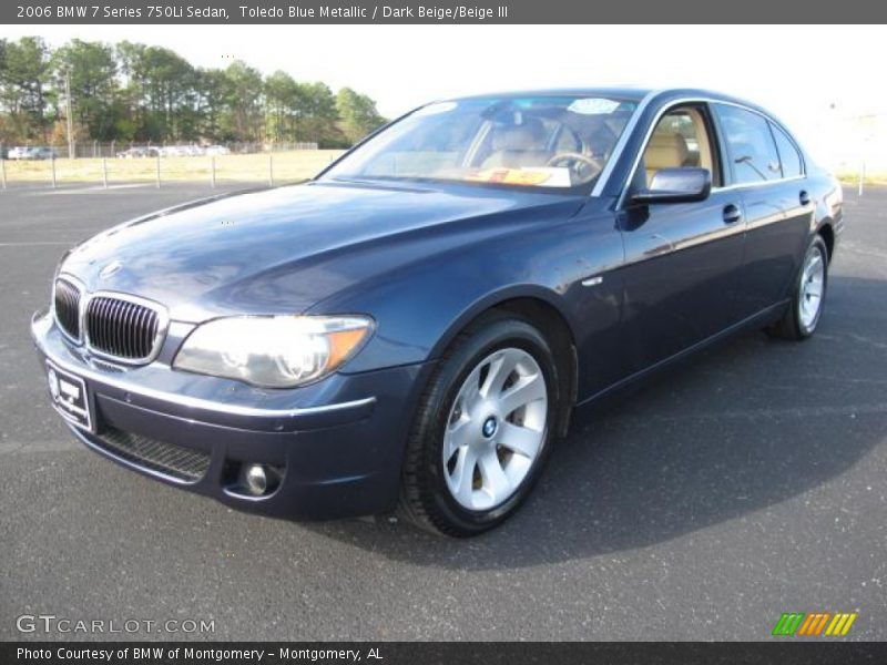 Toledo Blue Metallic / Dark Beige/Beige III 2006 BMW 7 Series 750Li Sedan