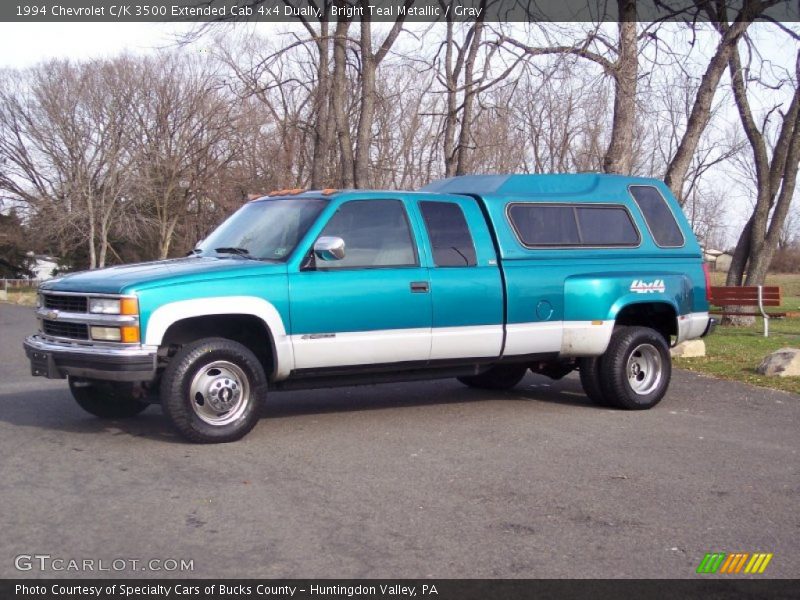 Bright Teal Metallic / Gray 1994 Chevrolet C/K 3500 Extended Cab 4x4 Dually