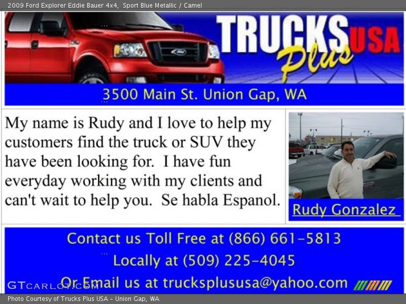 Sport Blue Metallic / Camel 2009 Ford Explorer Eddie Bauer 4x4