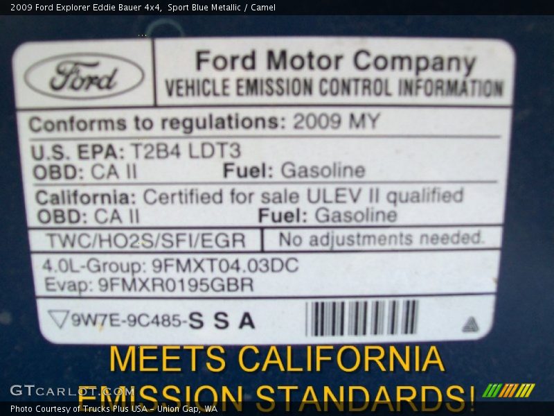 Sport Blue Metallic / Camel 2009 Ford Explorer Eddie Bauer 4x4