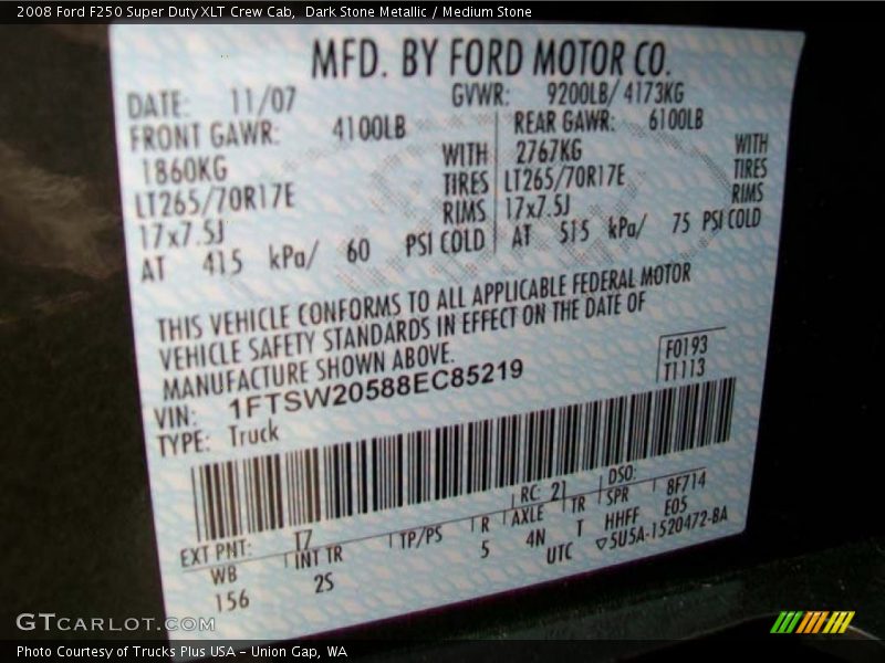 Dark Stone Metallic / Medium Stone 2008 Ford F250 Super Duty XLT Crew Cab