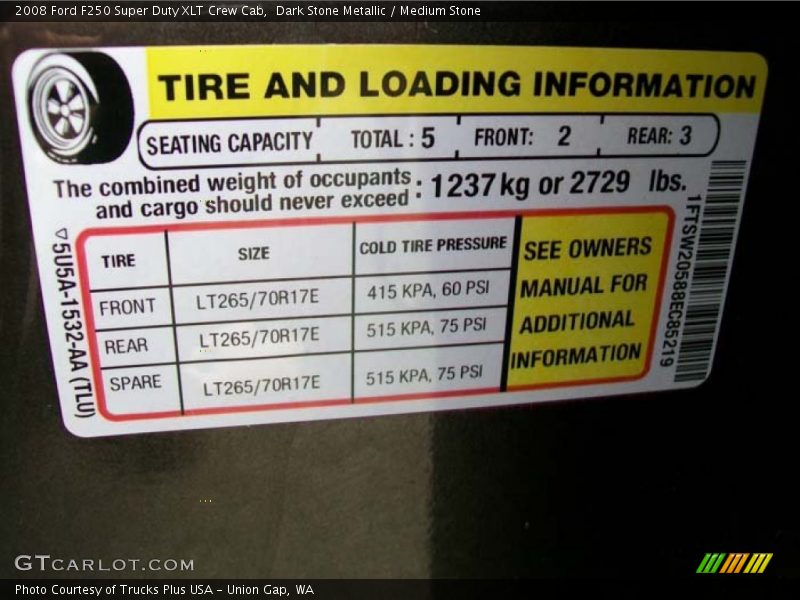 Dark Stone Metallic / Medium Stone 2008 Ford F250 Super Duty XLT Crew Cab