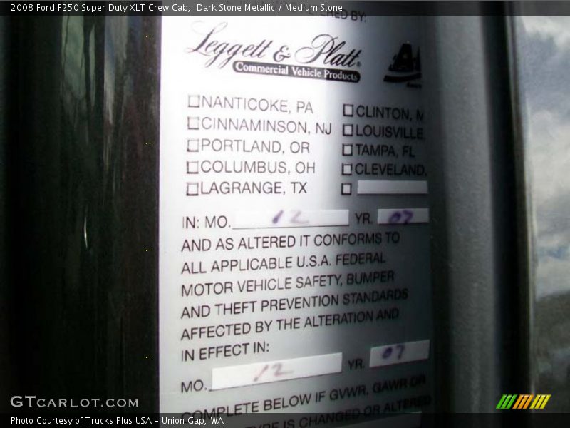 Dark Stone Metallic / Medium Stone 2008 Ford F250 Super Duty XLT Crew Cab