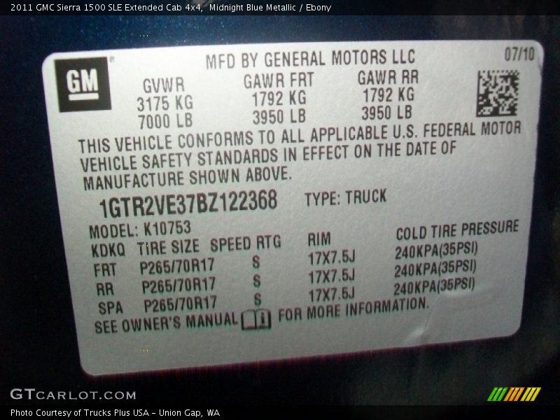 Midnight Blue Metallic / Ebony 2011 GMC Sierra 1500 SLE Extended Cab 4x4