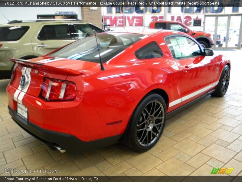 Race Red / Charcoal Black/White Recaro Sport Seats 2012 Ford Mustang Shelby GT500 SVT Performance Package Coupe