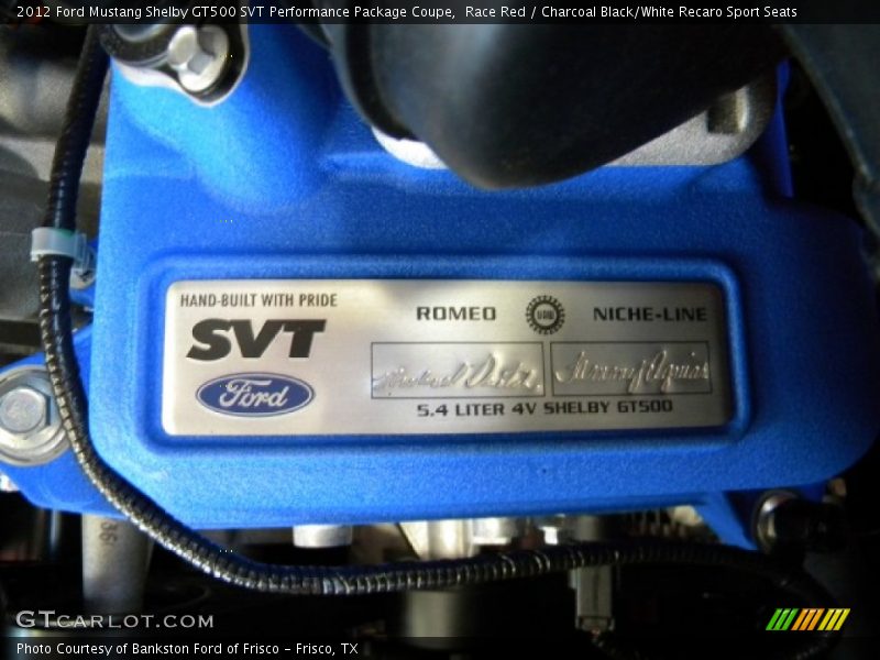  2012 Mustang Shelby GT500 SVT Performance Package Coupe Engine - 5.4 Liter Supercharged DOHC 32-Valve Ti-VCT V8