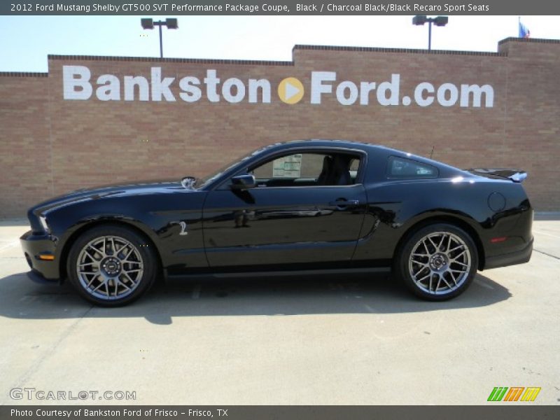 Black / Charcoal Black/Black Recaro Sport Seats 2012 Ford Mustang Shelby GT500 SVT Performance Package Coupe