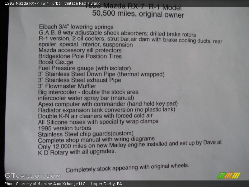 Vintage Red / Black 1993 Mazda RX-7 Twin Turbo