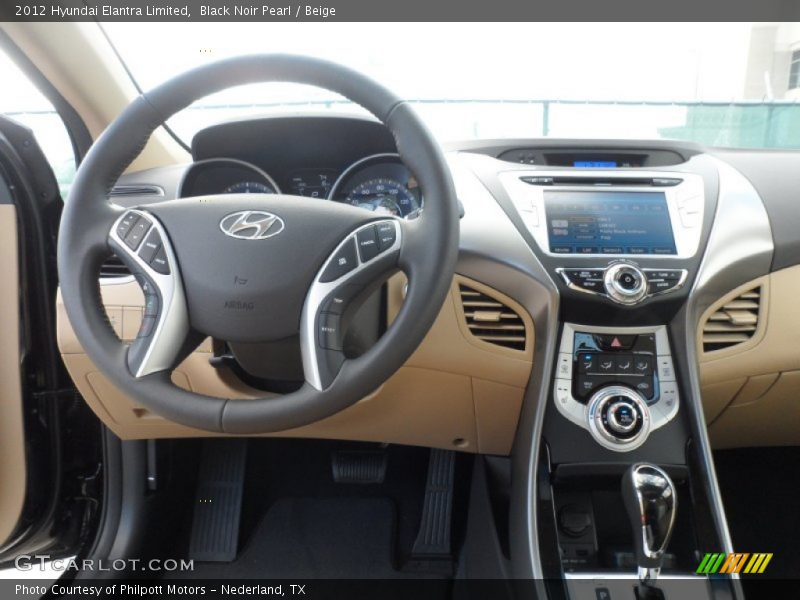 Black Noir Pearl / Beige 2012 Hyundai Elantra Limited