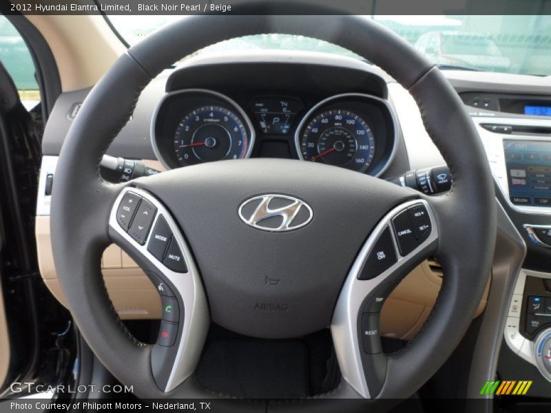 Black Noir Pearl / Beige 2012 Hyundai Elantra Limited
