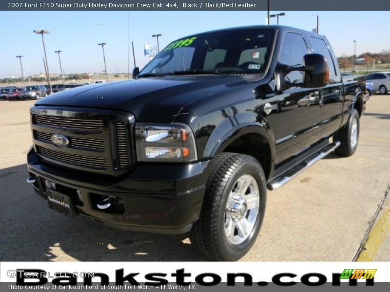 Black / Black/Red Leather 2007 Ford F250 Super Duty Harley Davidson Crew Cab 4x4